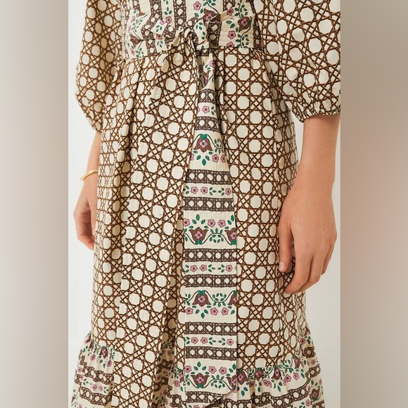 Tuckernuck Birch Cane Border Lyles Dress size L - Picture 5 of 11